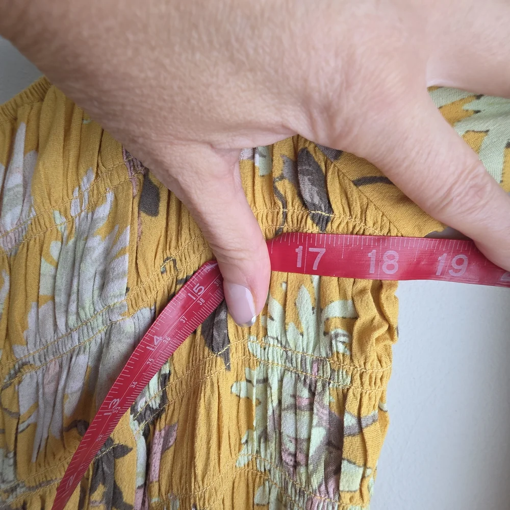 H&M Mustard Yellow Floral Smocked Off-The-Shoulder Mini Dress - Picture 10 of 12